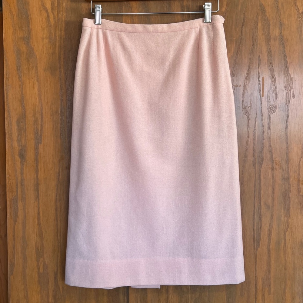 Vintage 1950s Pringle 100% Wool Pink Pencil Wiggle Mad Men Skirt - 8